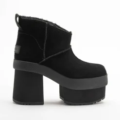 Bottes en Velours de Cuir New Heights Platform Mini noires - Talon 11,4 cm-Ugg Outlet