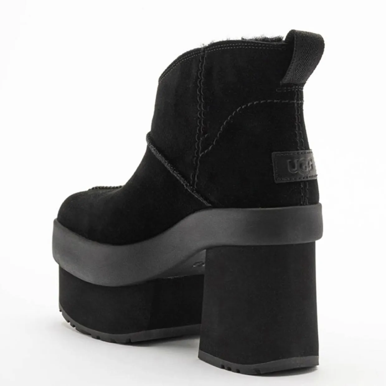 Bottes en Velours de Cuir New Heights Platform Mini noires - Talon 11,4 cm-Ugg Outlet