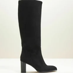 Bottes en Velours de Cuir Cavanna noires - Talon 7 cm-Cosmoparis Clearance