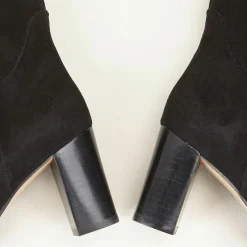 Bottes en Velours de Cuir Cavanna noires - Talon 7 cm-Cosmoparis Clearance