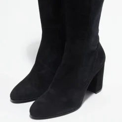 Femme Stuart Weitzman Bottes^Bottes en Velours de Cuir & Textile Livia noires - Talon 8,5 cm