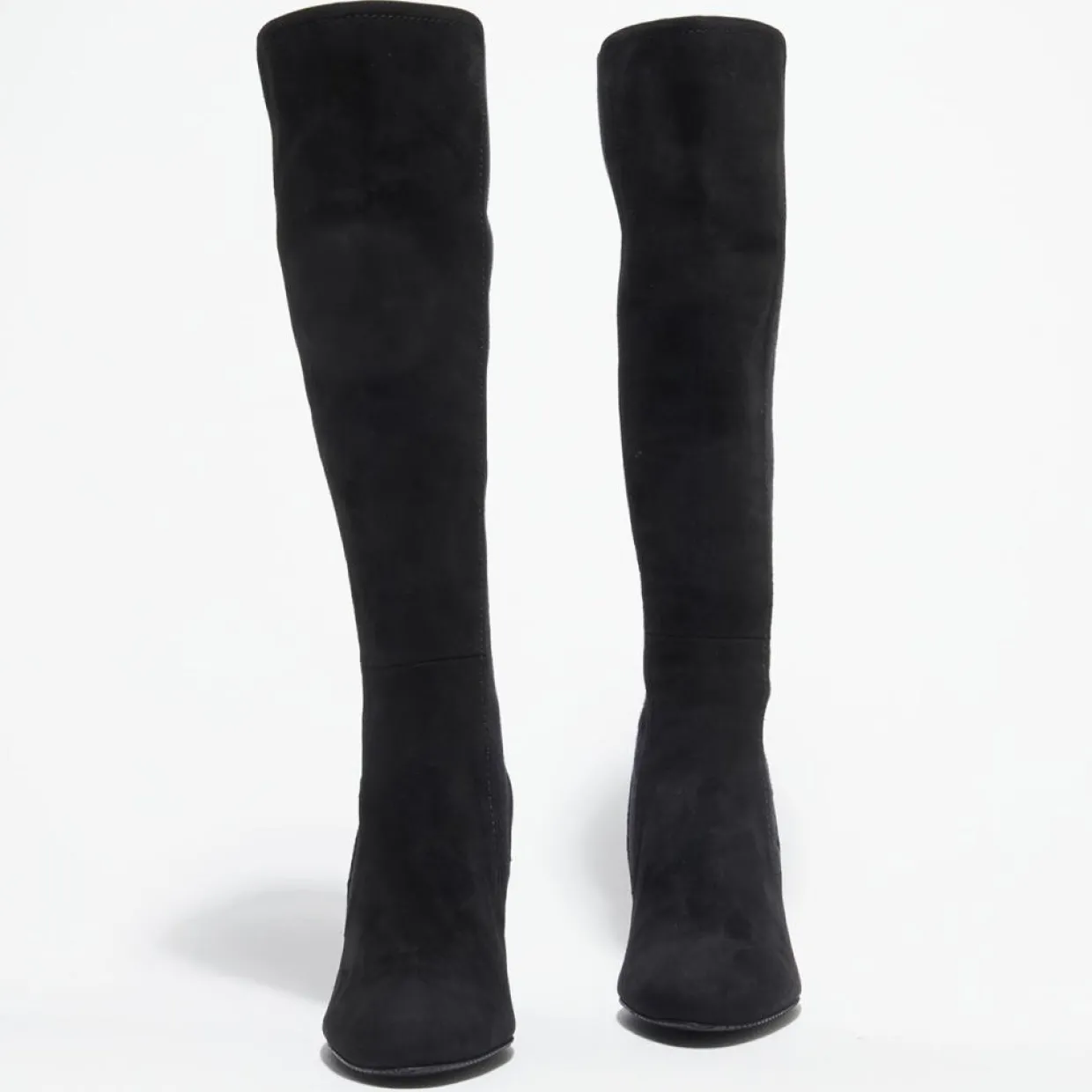 Femme Stuart Weitzman Bottes^Bottes en Velours de Cuir & Textile Livia noires - Talon 8,5 cm
