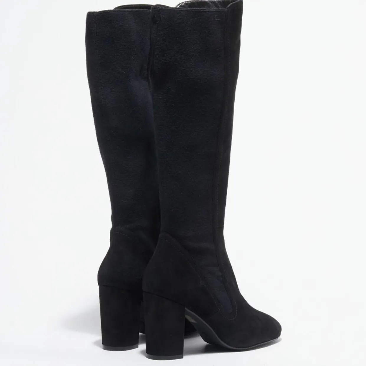 Femme Stuart Weitzman Bottes^Bottes en Velours de Cuir & Textile Livia noires - Talon 8,5 cm