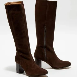 Bottes en Velours de Cuir Lara marron - Talon 8 cm-Apologie