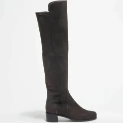 Bottes en Velours de Cuir & Textile Reserve chocolat-Stuart Weitzman Online