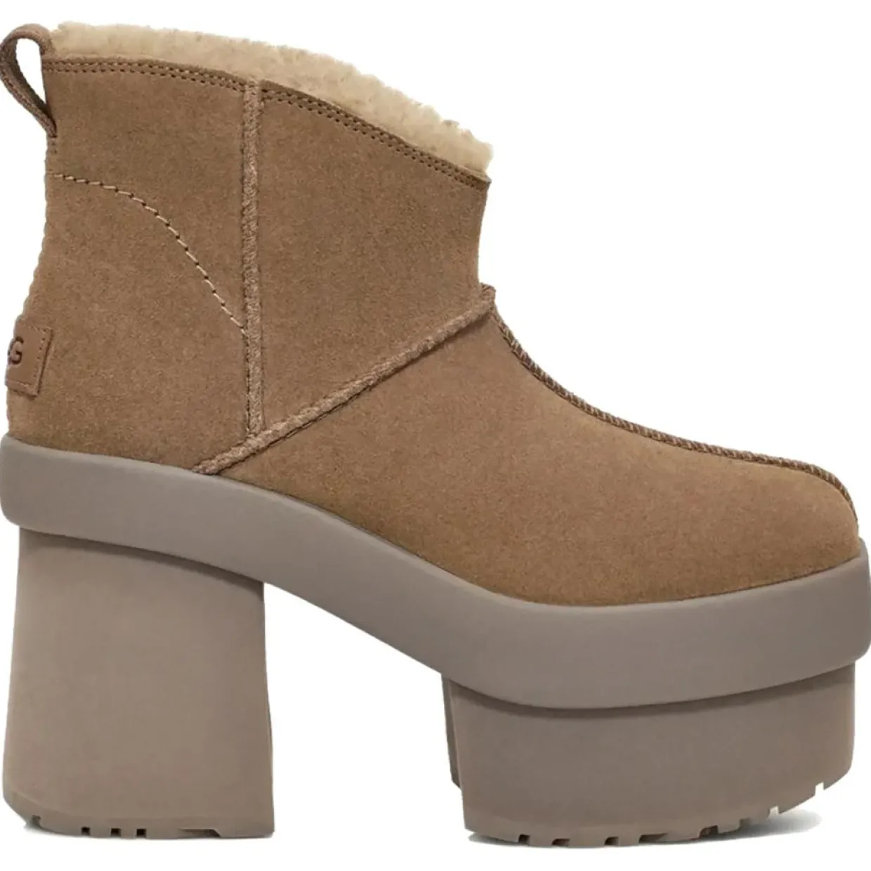 Femme Ugg Bottines^Bottes en Velours de Cuir New Heights Platform Mini marron - Talon 11.4 cm