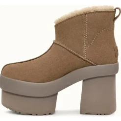 Femme Ugg Bottines^Bottes en Velours de Cuir New Heights Platform Mini marron - Talon 11.4 cm