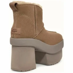 Femme Ugg Bottines^Bottes en Velours de Cuir New Heights Platform Mini marron - Talon 11.4 cm