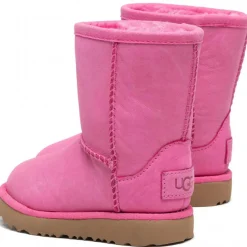 Enfant Ugg Bébé^Bottes fourrées Laine en Velours de Cuir Classic Weather Short rose