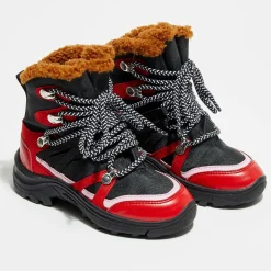 Enfant Stella McCartney Fille^Bottes fourrées noir/rouge