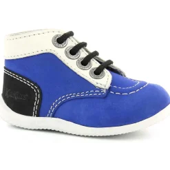 Bottillons Bébé en Velours de cuir bleu/blanc/noir-Kickers Outlet