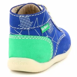 Bottillons en Cuir Bonbon-2 bleu/vert-Kickers Discount