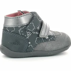 Enfant Kickers Bébé^Bottillons en Cuir Bonkro-2 gris argenté