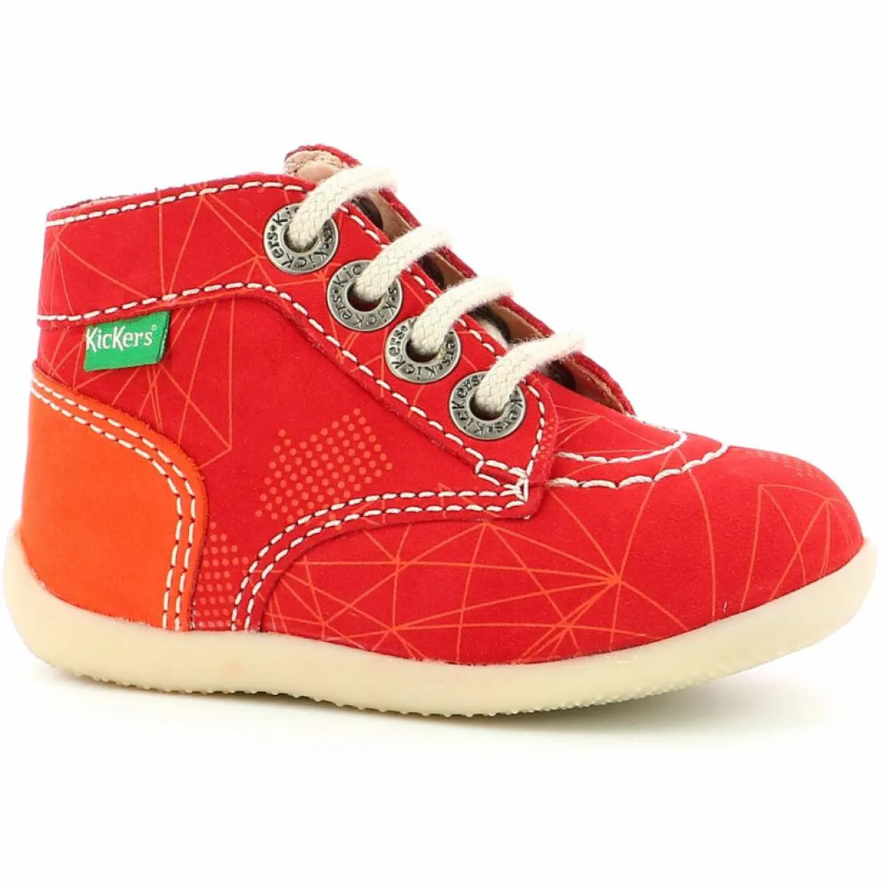 Enfant Kickers Bébé^Bottillons en Cuir Bonzip-2 rouge/orange