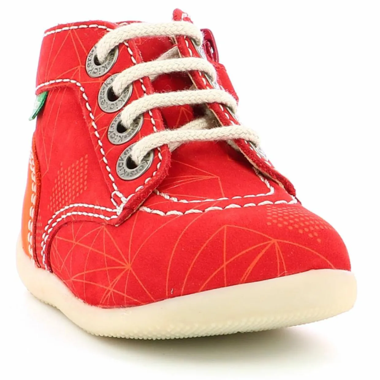 Enfant Kickers Bébé^Bottillons en Cuir Bonzip-2 rouge/orange