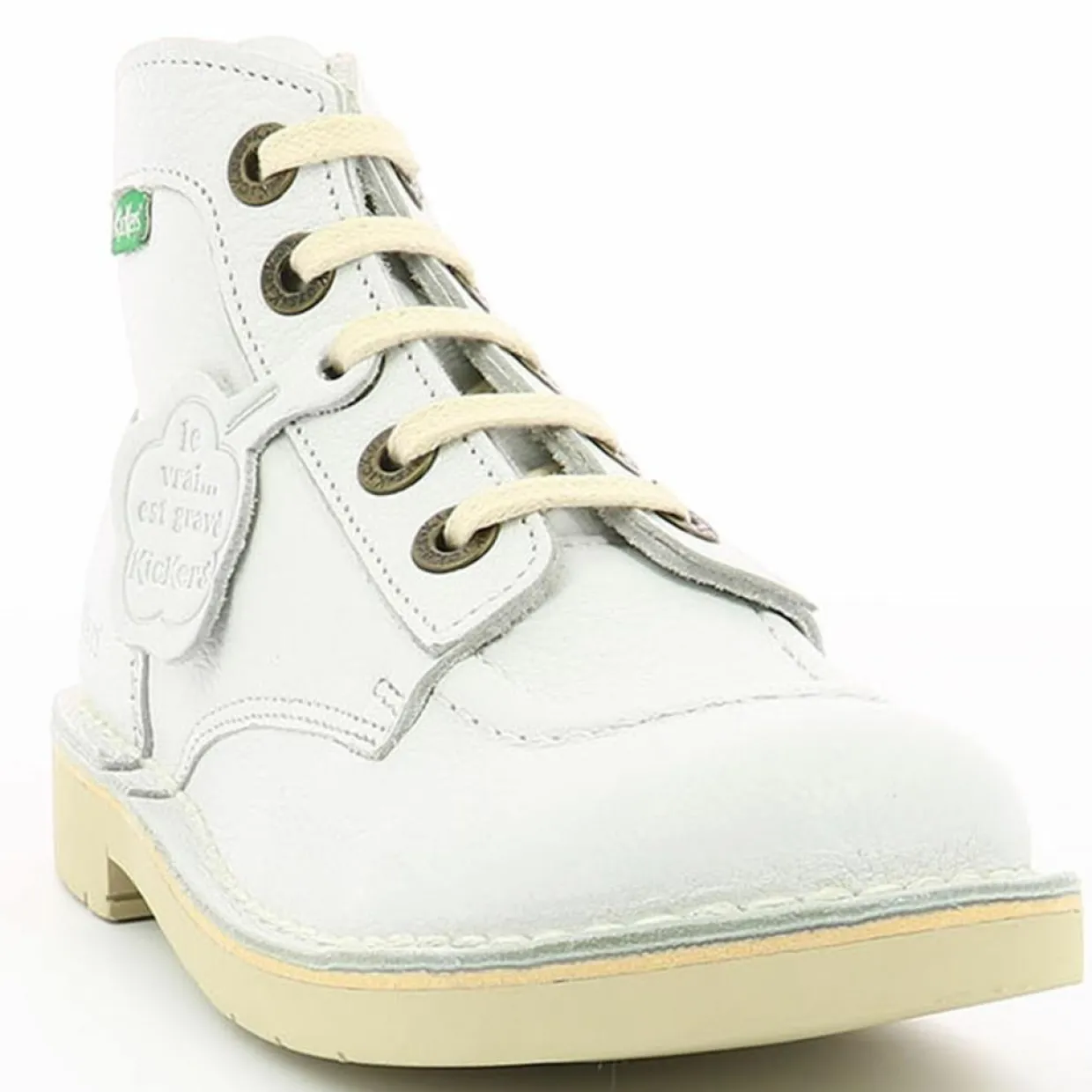 Bottillons en Cuir Kick Col blancs-Kickers Discount