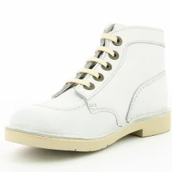 Bottillons en Cuir Kick Col blancs-Kickers Discount