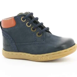 Enfant Kickers Bébé^Bottillons en Cuir Tackland marine/camel
