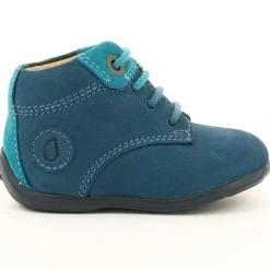 Bottillons en Velours de Cuir Olbi bleu pétrole-Aster Outlet
