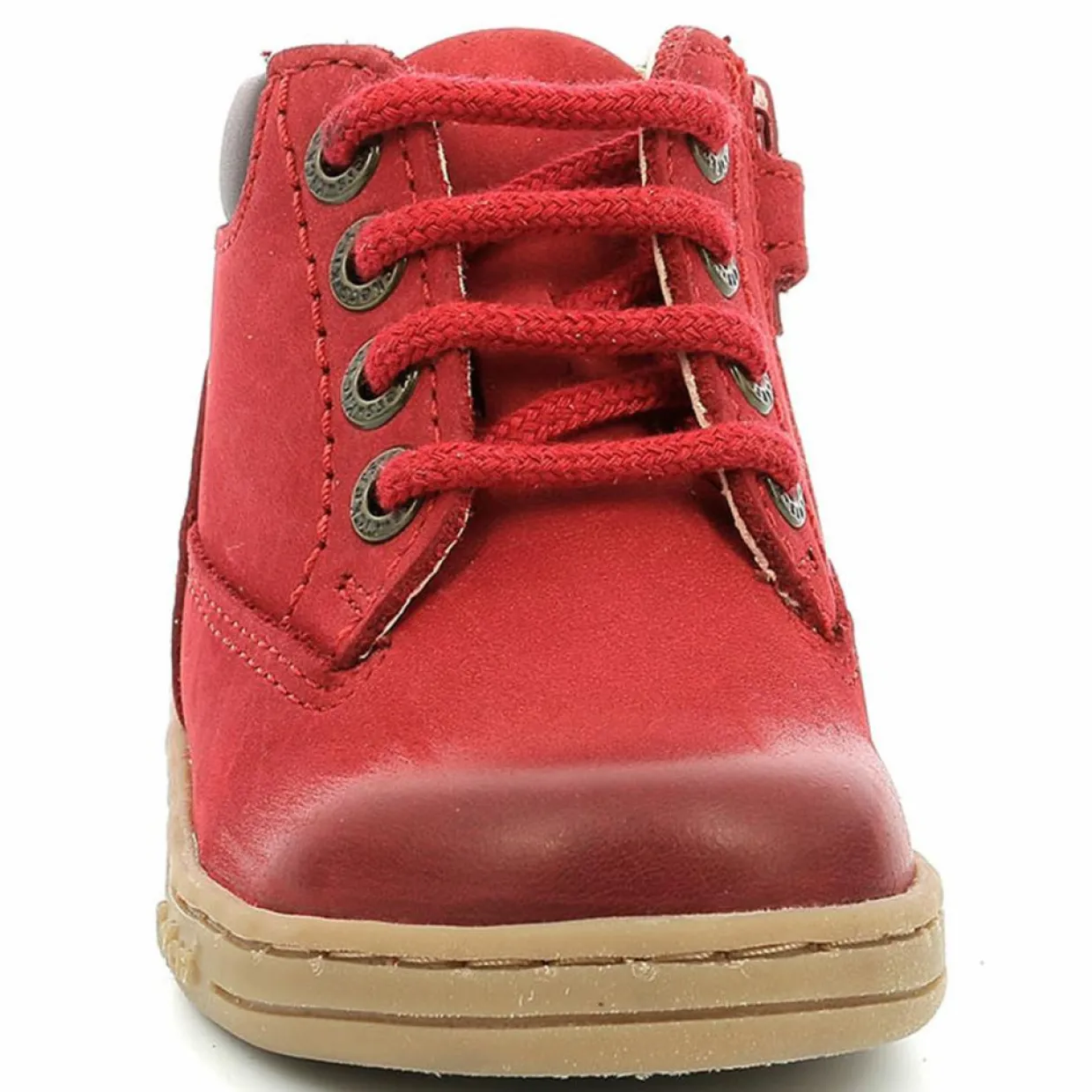 Enfant Kickers Bébé^Bottillons en Velours de Cuir Tackland rouges