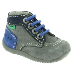 Bottillons en Velours de Cuir Bonbon gris/marine/bleu-Kickers Clearance