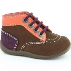 Bottillons en Velours de Cuir Bonbon marron/rose/mauve-Kickers Online