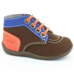 Bottillons en Velours de Cuir Bonbon marron/bleu/orange-Kickers Online