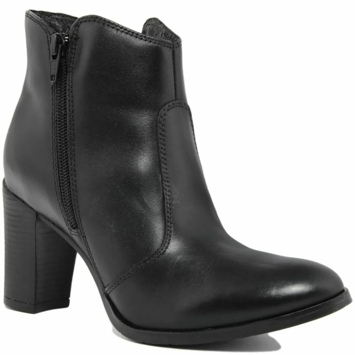 Femme Lab78 Bottines^Bottines à talon en Cuir noires - Talon 8 cm