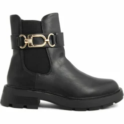 Femme Lab78 Bottines^Bottines chelsea plates noires - Talon 4 cm
