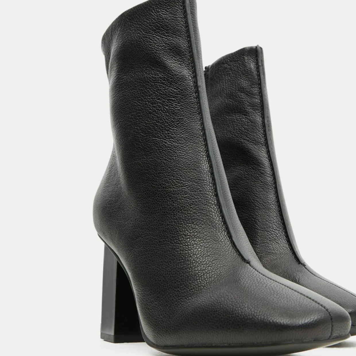 Femme Galeries Lafayette Bottines^Bottines en Cuir à talon géométrique noires - Talon 8,5 cm