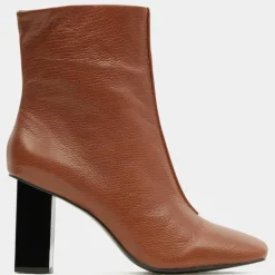 Femme Galeries Lafayette Bottines^Bottines en Cuir à talon géométrique cognac - Talon 8,5 cm