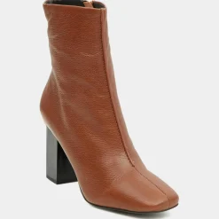 Femme Galeries Lafayette Bottines^Bottines en Cuir à talon géométrique cognac - Talon 8,5 cm