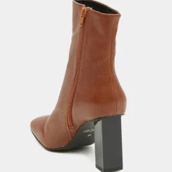 Femme Galeries Lafayette Bottines^Bottines en Cuir à talon géométrique cognac - Talon 8,5 cm