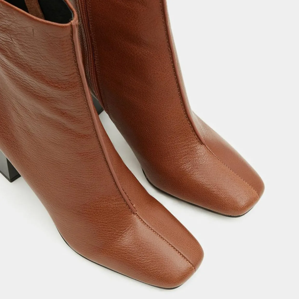 Femme Galeries Lafayette Bottines^Bottines en Cuir à talon géométrique cognac - Talon 8,5 cm