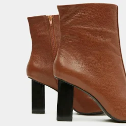 Femme Galeries Lafayette Bottines^Bottines en Cuir à talon géométrique cognac - Talon 8,5 cm