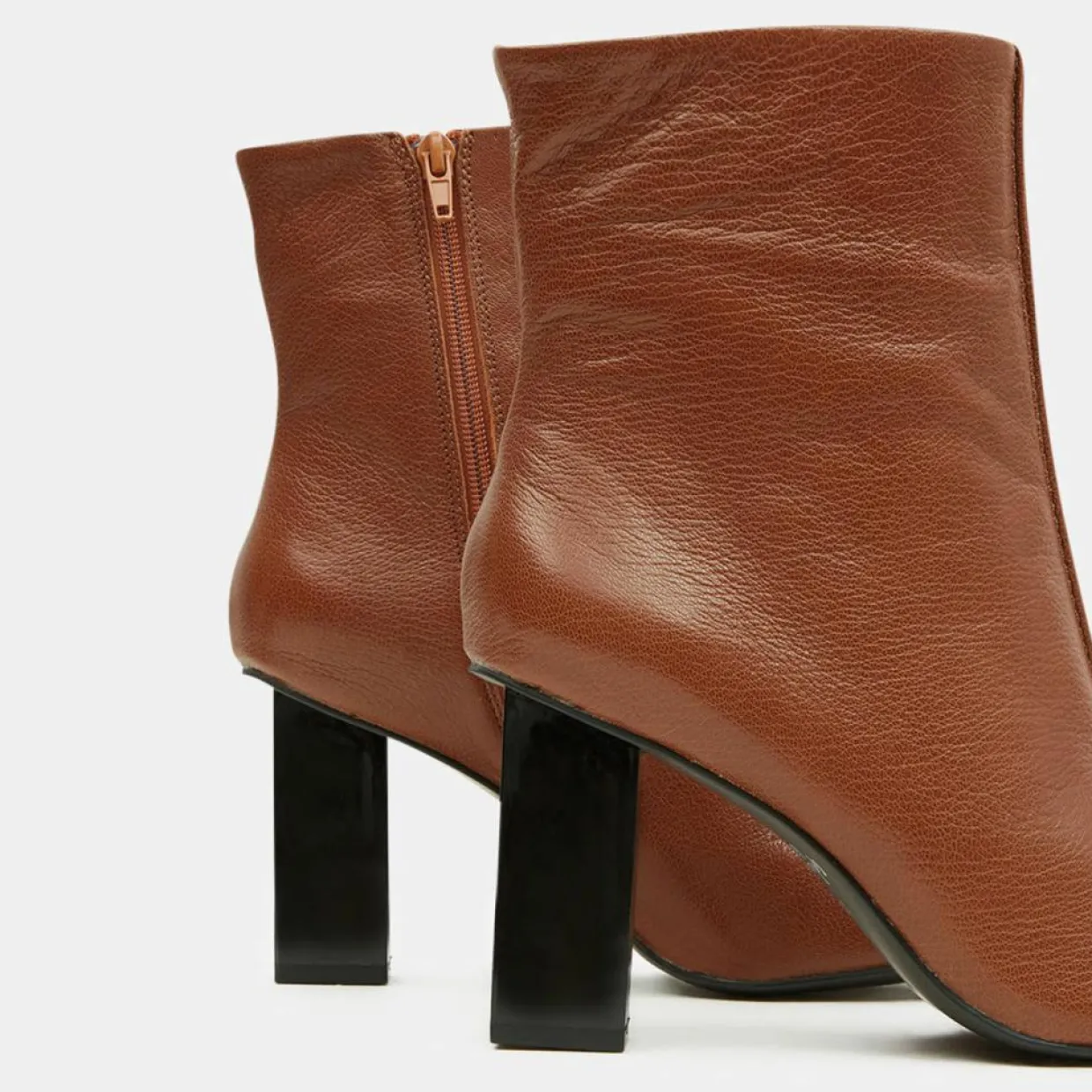 Femme Galeries Lafayette Bottines^Bottines en Cuir à talon géométrique cognac - Talon 8,5 cm