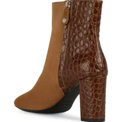 Femme Geox Bottines^Bottines en Cuir & Velours de Cuir Pheby 80 cognac - Talon 8 cm