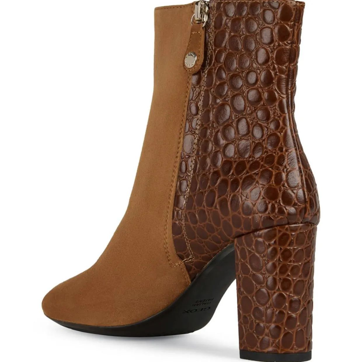 Femme Geox Bottines^Bottines en Cuir & Velours de Cuir Pheby 80 cognac - Talon 8 cm