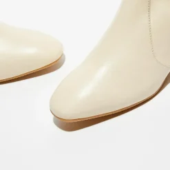 Bottines en Cuir Accordion vanille - Talon 5 cm-Stuart Weitzman New