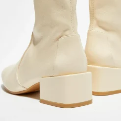 Bottines en Cuir Accordion vanille - Talon 5 cm-Stuart Weitzman New