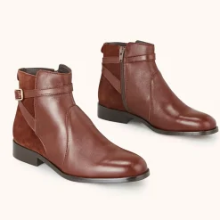 Femme Cosmoparis Bottines^Bottines en Cuir bi-matière Varenne marron
