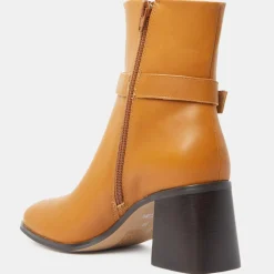 Femme Galeries Lafayette Bottines^Bottines en Cuir boucle recouverte camel - Talon 6 cm