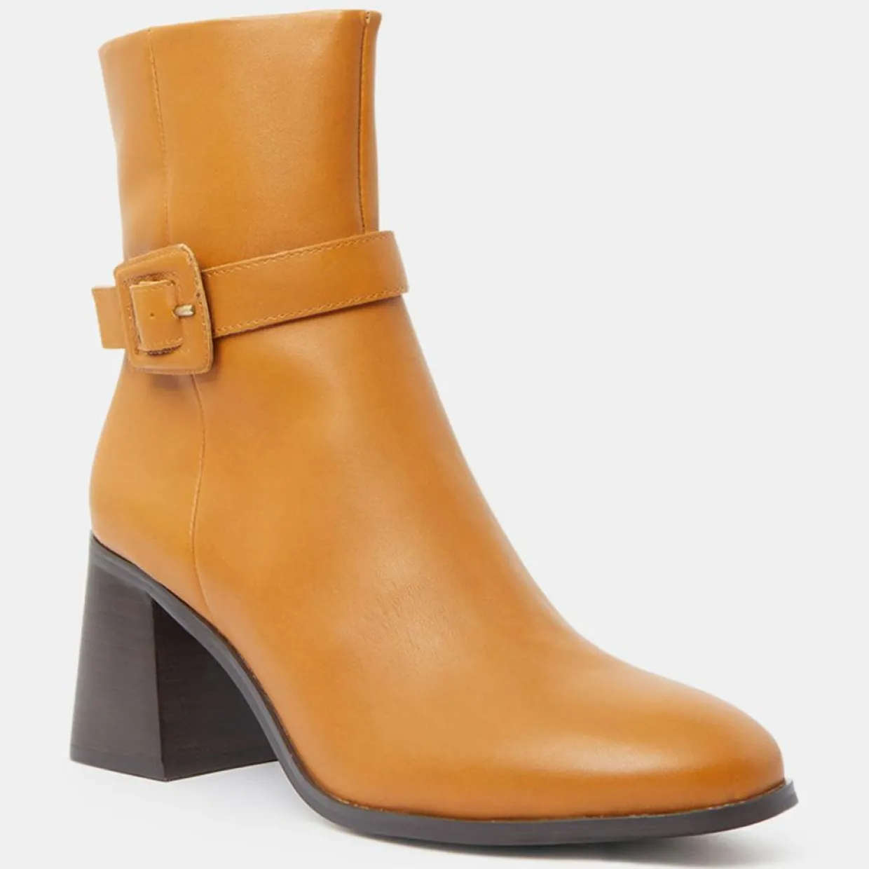 Femme Galeries Lafayette Bottines^Bottines en Cuir boucle recouverte camel - Talon 6 cm