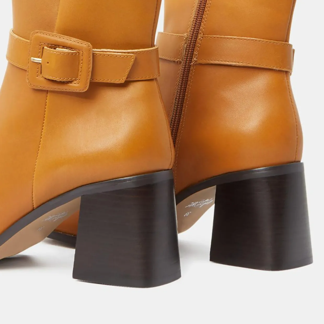 Femme Galeries Lafayette Bottines^Bottines en Cuir boucle recouverte camel - Talon 6 cm