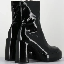 Bottines en Cuir E3527 noires - Talon : 9.5 cm-Elena Iachi Outlet