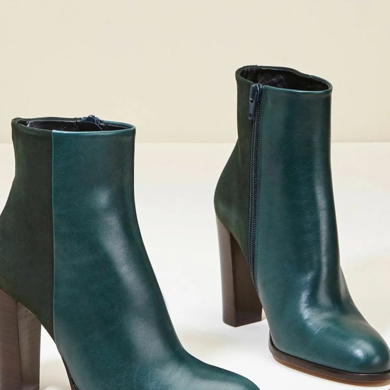 Femme Cosmoparis Bottines^Bottines en Cuir et Velours de Cuir Cecillia forêt - Talon 11 cm