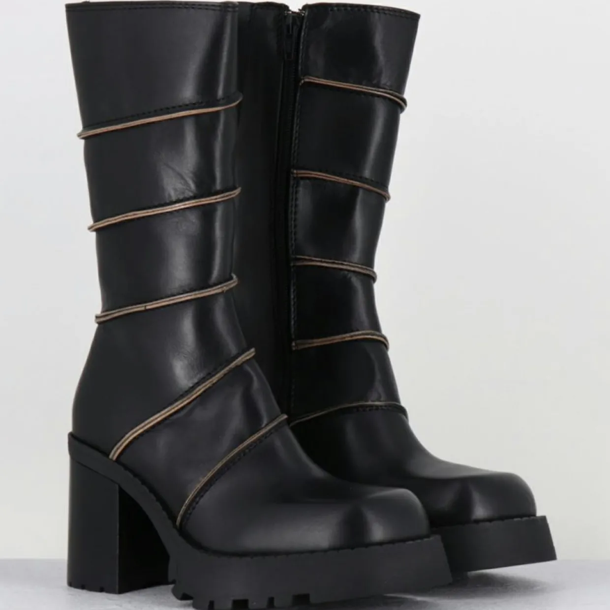 Femme E8 By Miista Bottines^Bottines en Cuir graciane noires - Talon : 9.5cm