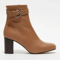 Bottines en Cuir Julia camel - Talon 7,5 cm-Apologie New