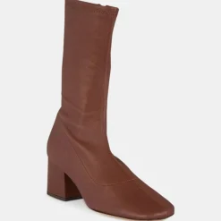 Femme By Far Bottines^Bottines en Cuir Maya marron - Talon 6,5 cm