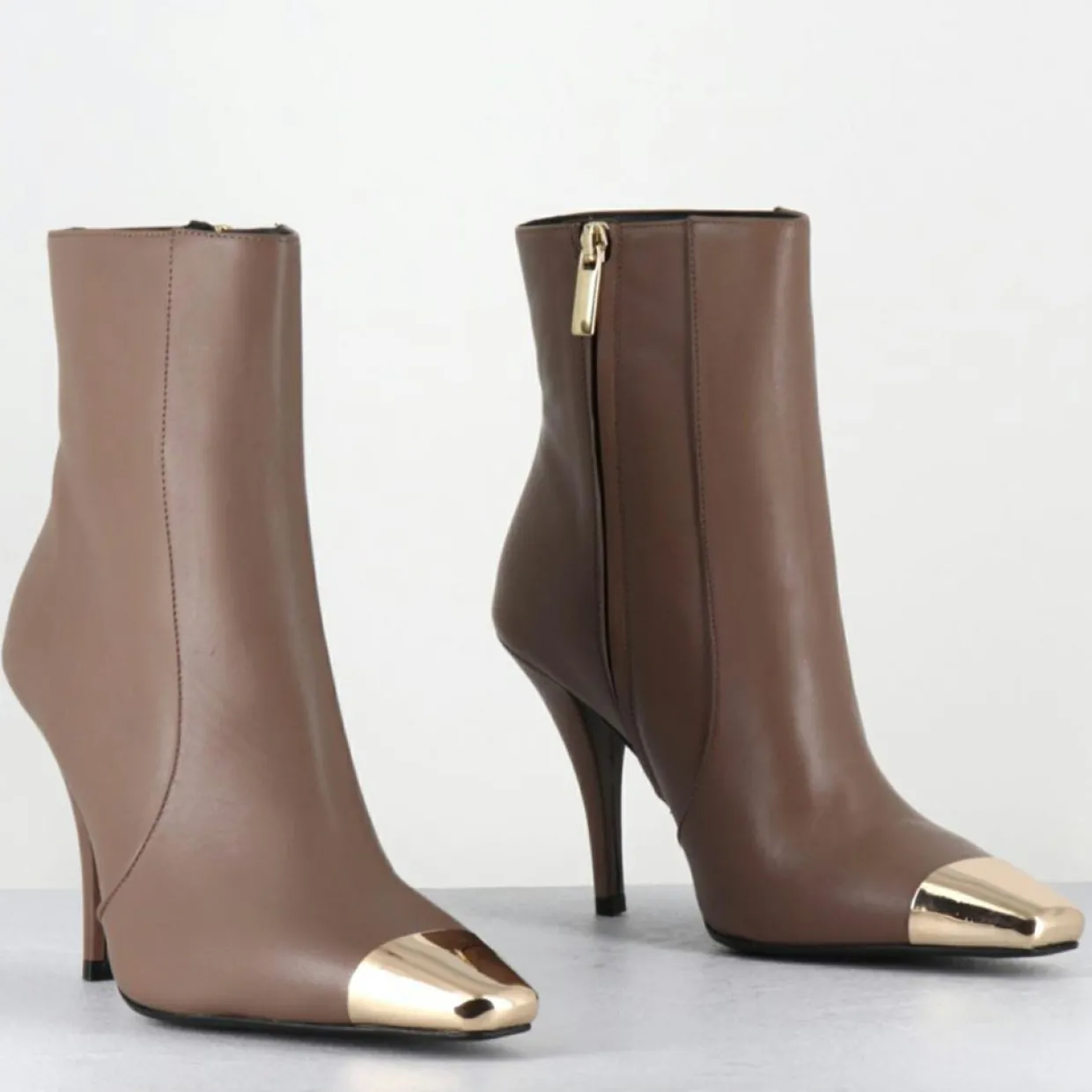 Femme Garrice Lab Bottines^Bottines en Cuir mecha grège - Talon : 9.5cm